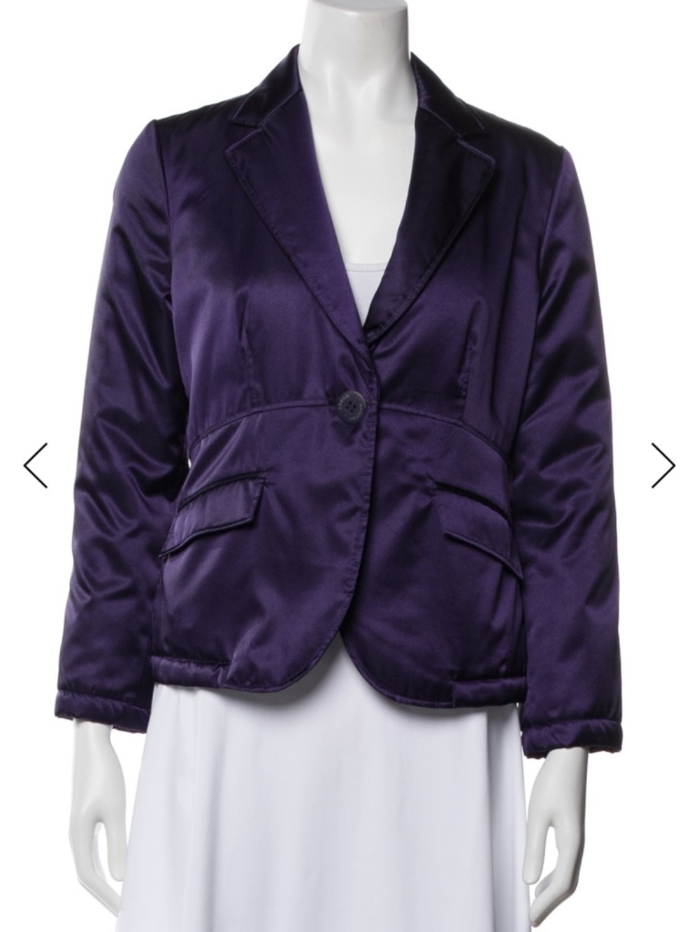 Armani Collezioni Deep Purple Satin Single-Button Blazer